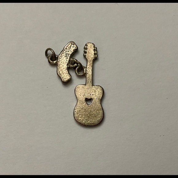 Vintage pink enamel guitar charm w/Friends Tag - Picture 2 of 3